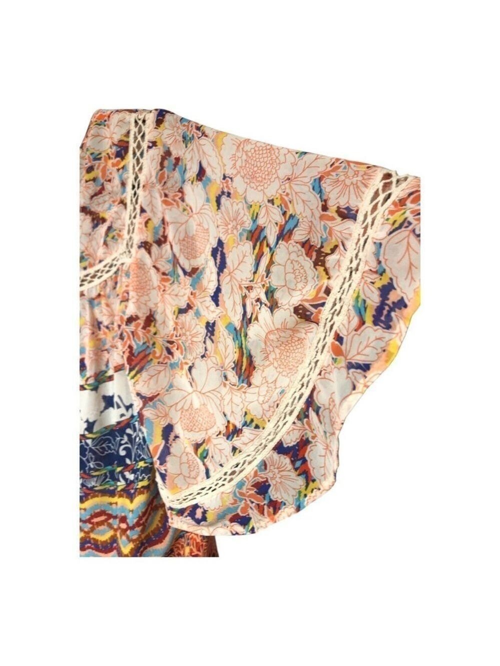 ANTHROPOLOGIE Meadow Rue Flowy Lace Multicolor Floral Bohemian Top - Picture 4 of 6